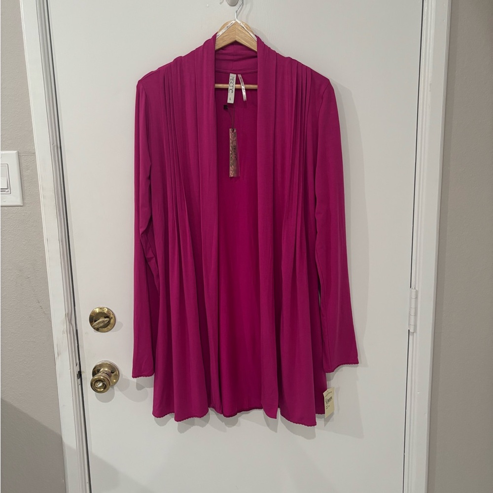 Kische Long Sleeve Cardigan Size L Made in Turkey Raspberry